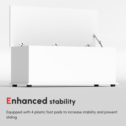 Fizi White Storage Blanket Chest With Flip Top Lid And Safety Hinges 113 Litre