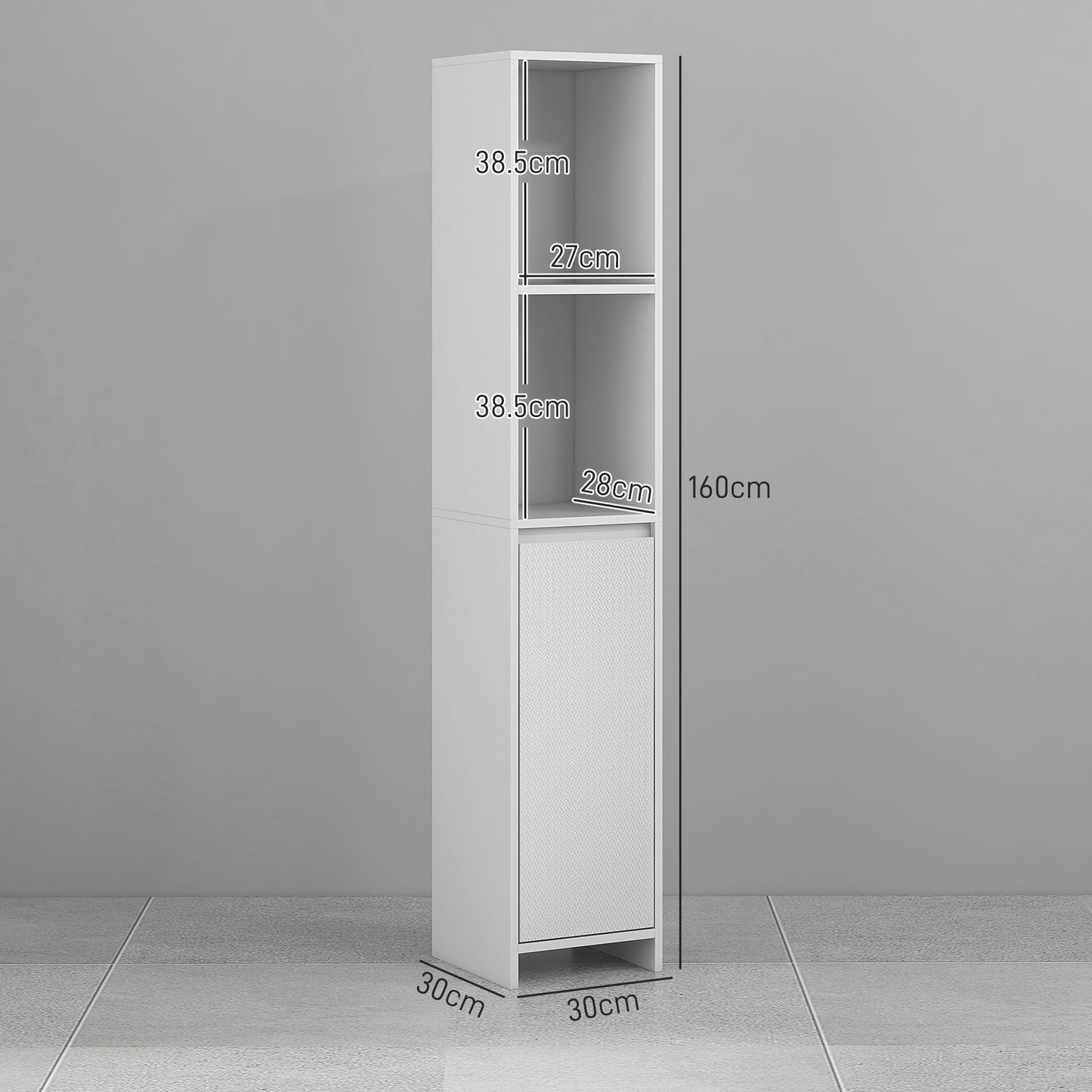 Suzise Slim Freestanding Bathroom Storage Cabinet With OFauxn Compartment For Small Spaces White
