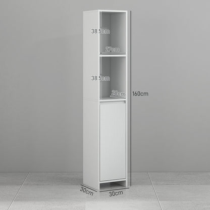 Suzise Slim Freestanding Bathroom Storage Cabinet With OFauxn Compartment For Small Spaces White