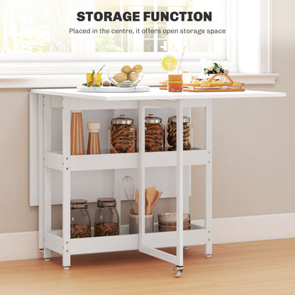 Luloso Wooden White Drop Leaf Dining Table Seating 4