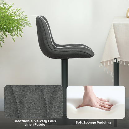 Likaha Fabric Charcoal Grey Linen Look Bar Stools Set Of 2