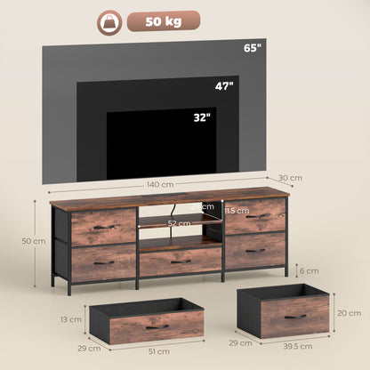 Beladen 140cm Industrial Multi Storage TV Stand In Brown Grey And Black