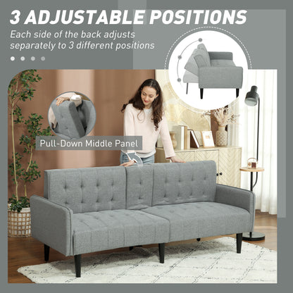 Valo Light Grey Upholstered 3 Seater Sofa Bed Tufted Diamond Pattern
