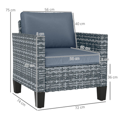 Resa Rattan Grey Single Outdoor Armchair With Cushion