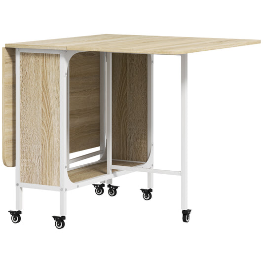 Suni Reta Wooden Natural And White Drop Leaf Dining Table Seating 6