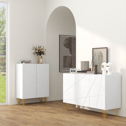 Sarota High Gloss White Luxe Sideboard With Hairpin Legs