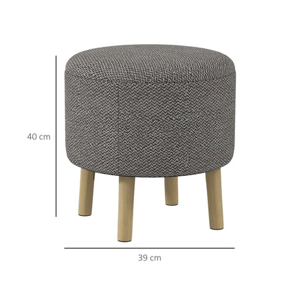 Roli Linen Look Light Grey Round Storage Ottoman
