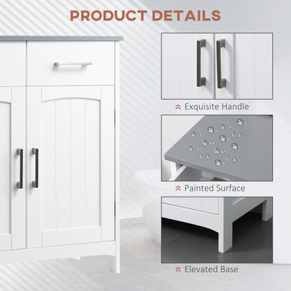 Tova White Bathroom Storage Cabinet With 2 Drawers Double Doors And Adjustable Shelves