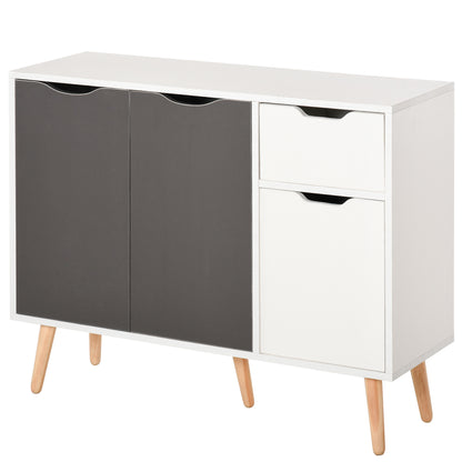 Domavi Wooden Grey Floor Standing Sideboard 2 Drawers 2 Doors