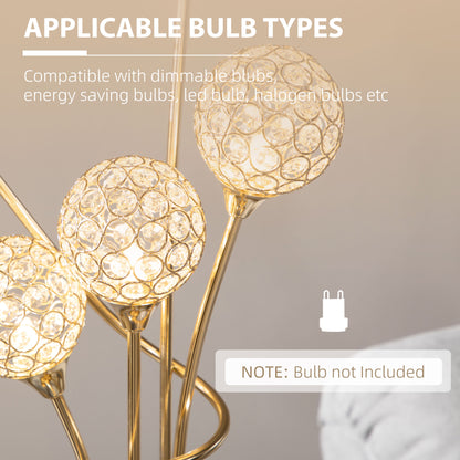 Rarodi Crystal And Metal Gold Tone 5 Light Upright Floor Lamp 156 cm