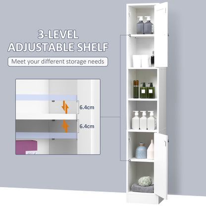 Sokana Tall Bathroom Storage Cabinet With Mirror And Adjustable Shelving Freestanding White