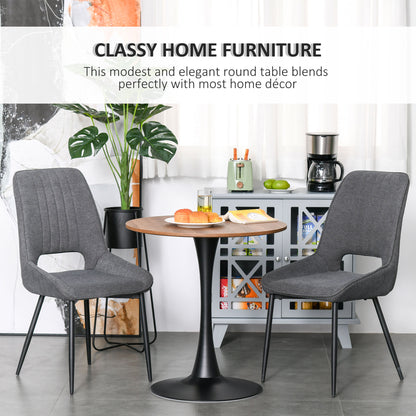 Lihamo Metal Brown Round Dining Table With Slim Base For Kitchen And Dining Spaces