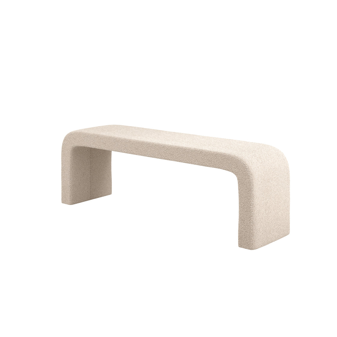 Palermo Minimalist Curved Ivory Upholstered Hallway Bench