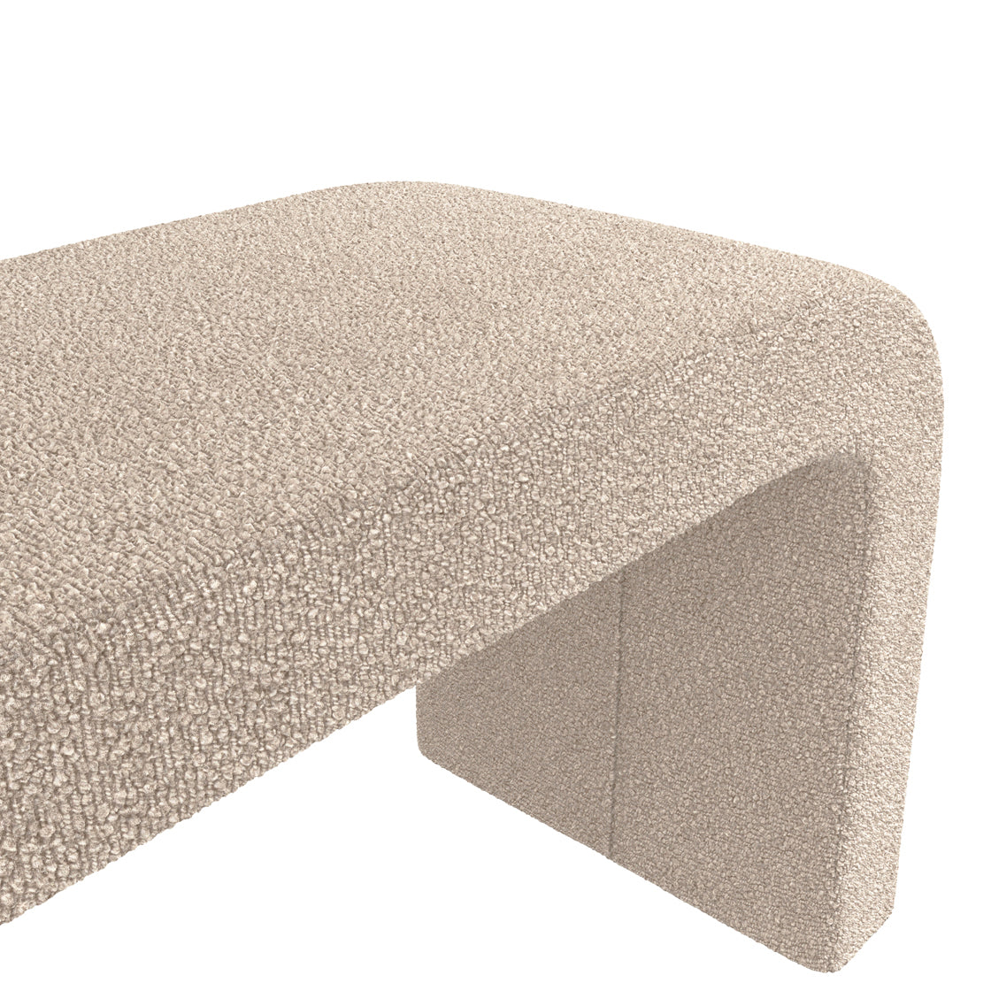 Palermo Minimalist Curved Ivory Upholstered Hallway Bench