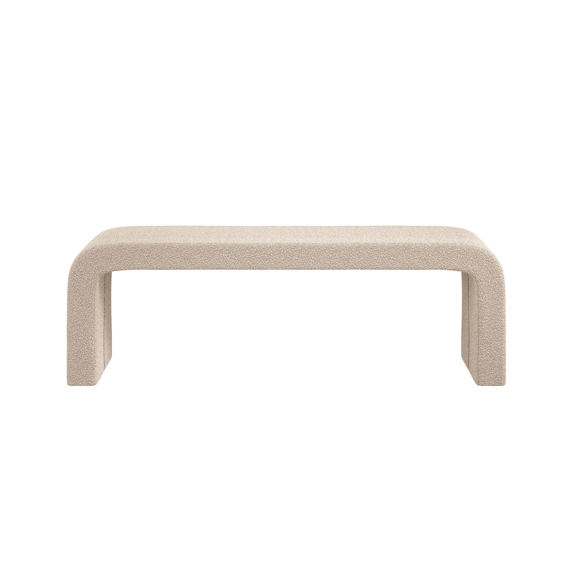 Palermo Minimalist Curved Ivory Upholstered Hallway Bench