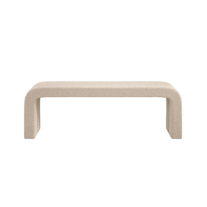 Palermo Minimalist Curved Ivory Upholstered Hallway Bench