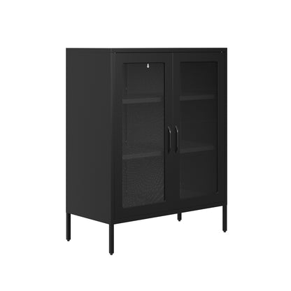 Patak Black Metal Mesh Cabinet 2 Doors 2 Shelves