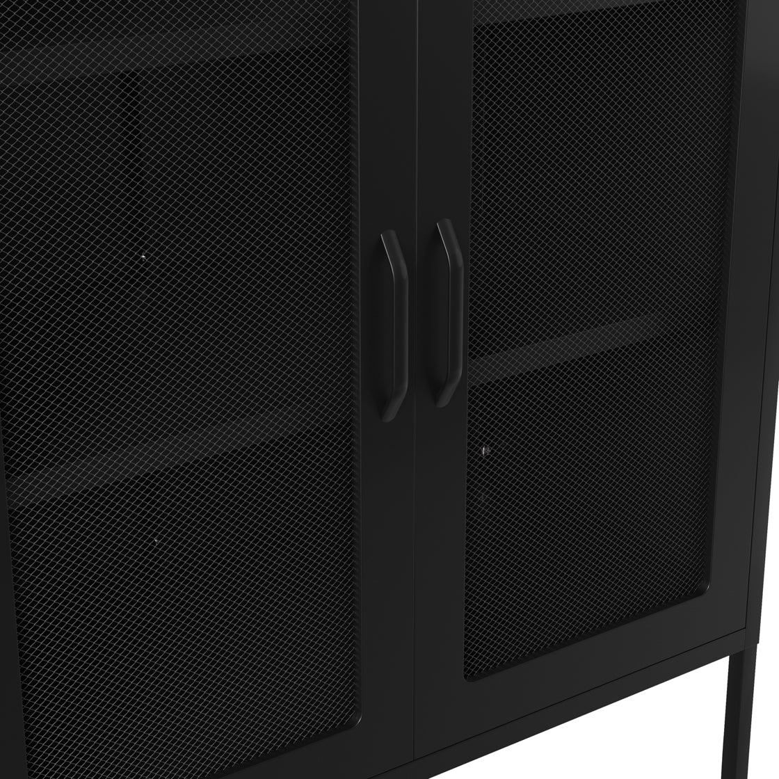 Patak Black Metal Mesh Cabinet 2 Doors 2 Shelves