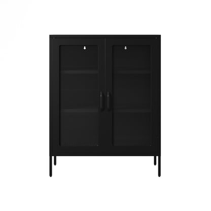 Patak Black Metal Mesh Cabinet 2 Doors 2 Shelves