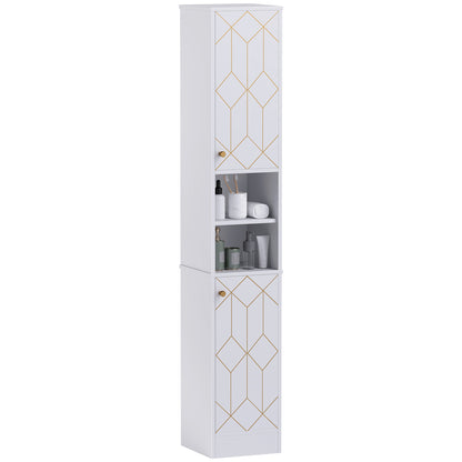 Conosu Mato Freestanding Slim Bathroom Storage Cabinet With Doors And Adjustable Shelves White