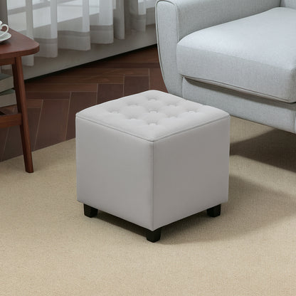 Kafano Velvet Light Grey Square Ottoman With Soft Upholstered Finish
