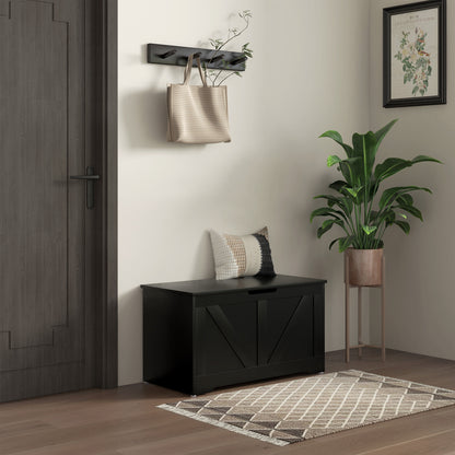 Kamari Black Wood Farmhouse Storage Chest Safety Hinges 100 Litre