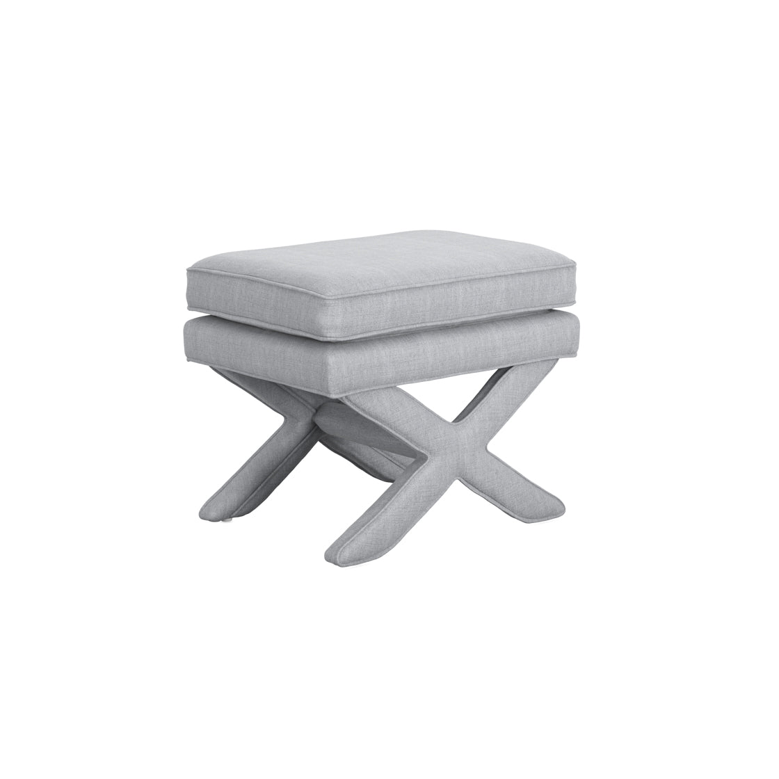 Theodor Light Grey Velvet Stool X Cross Legs