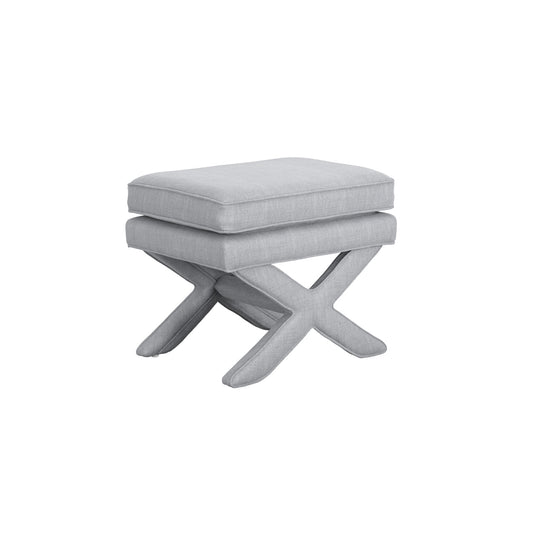 Theodor Light Grey Velvet Stool X Cross Legs