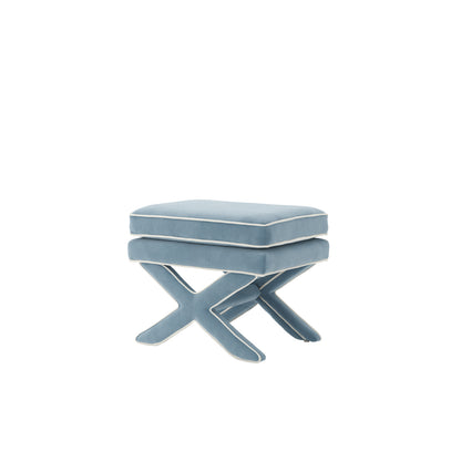 Theodor Ice Blue Velvet Stool X Cross Legs