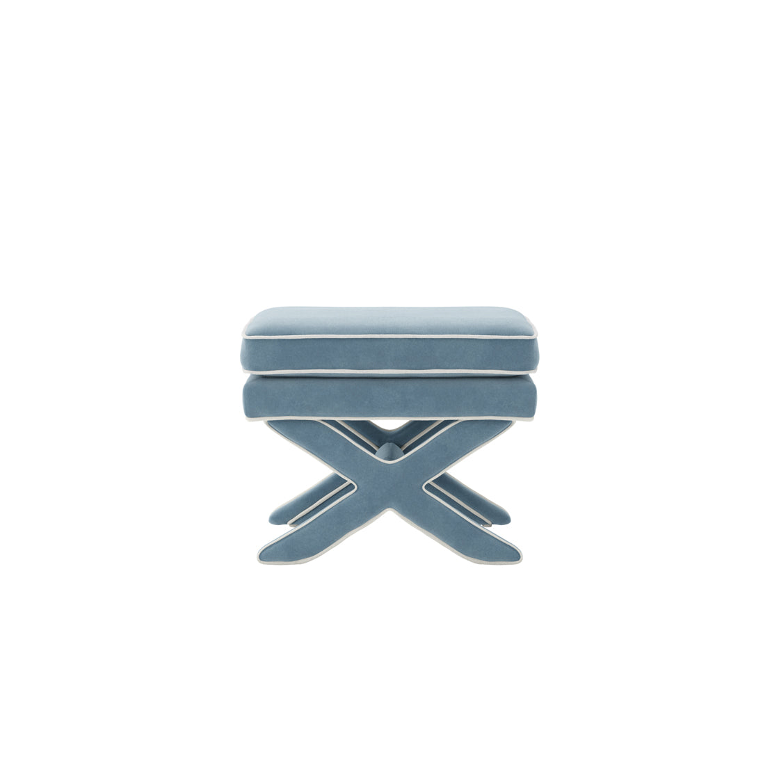 Theodor Ice Blue Velvet Stool X Cross Legs