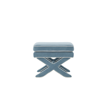 Theodor Ice Blue Velvet Stool X Cross Legs