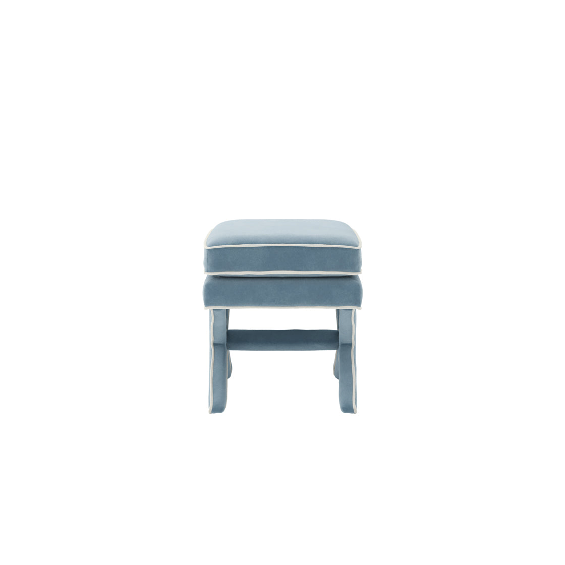 Theodor Ice Blue Velvet Stool X Cross Legs