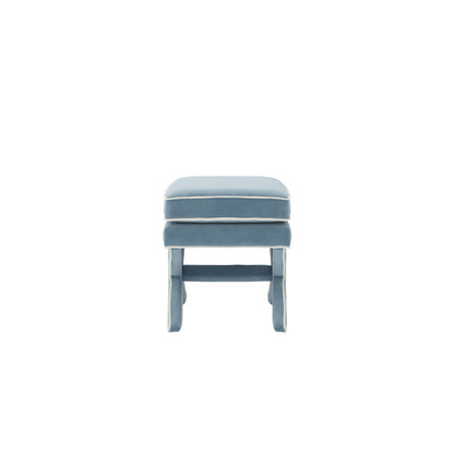 Theodor Ice Blue Velvet Stool X Cross Legs