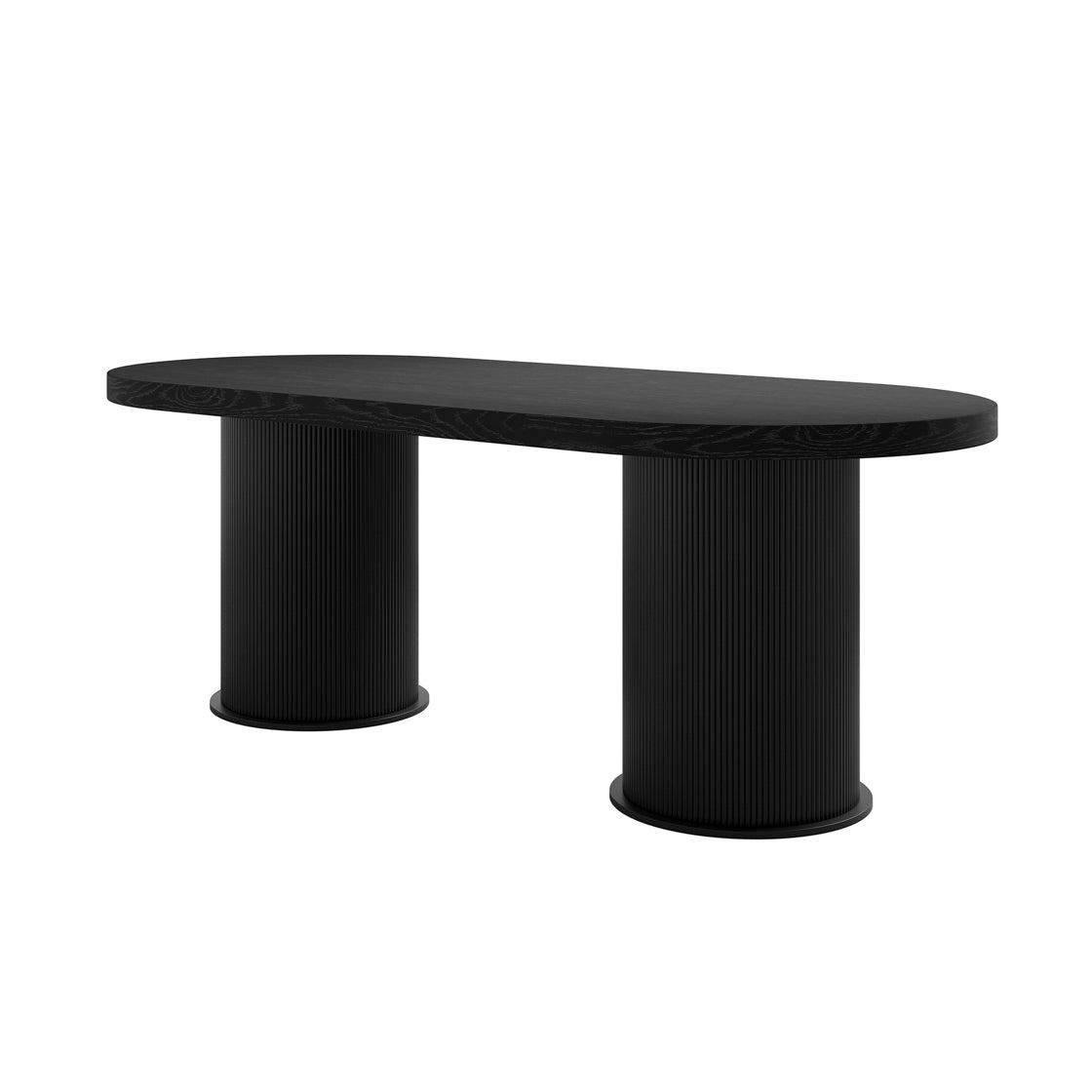 Kanturk Black Wooden Dining Table Pedestal Ribbed Legs