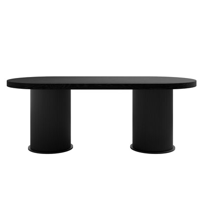 Kanturk Black Wooden Dining Table Pedestal Ribbed Legs