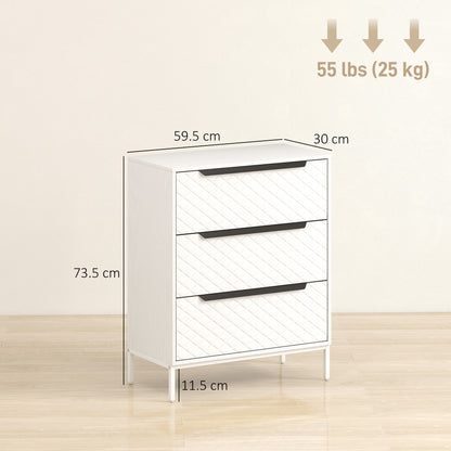 Kakara Metal White 3 Fabric Drawer Storage Dresser