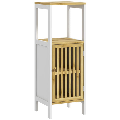 Liba Retro Bamboo Style Bathroom Storage Cabinet With Cut Out Detail