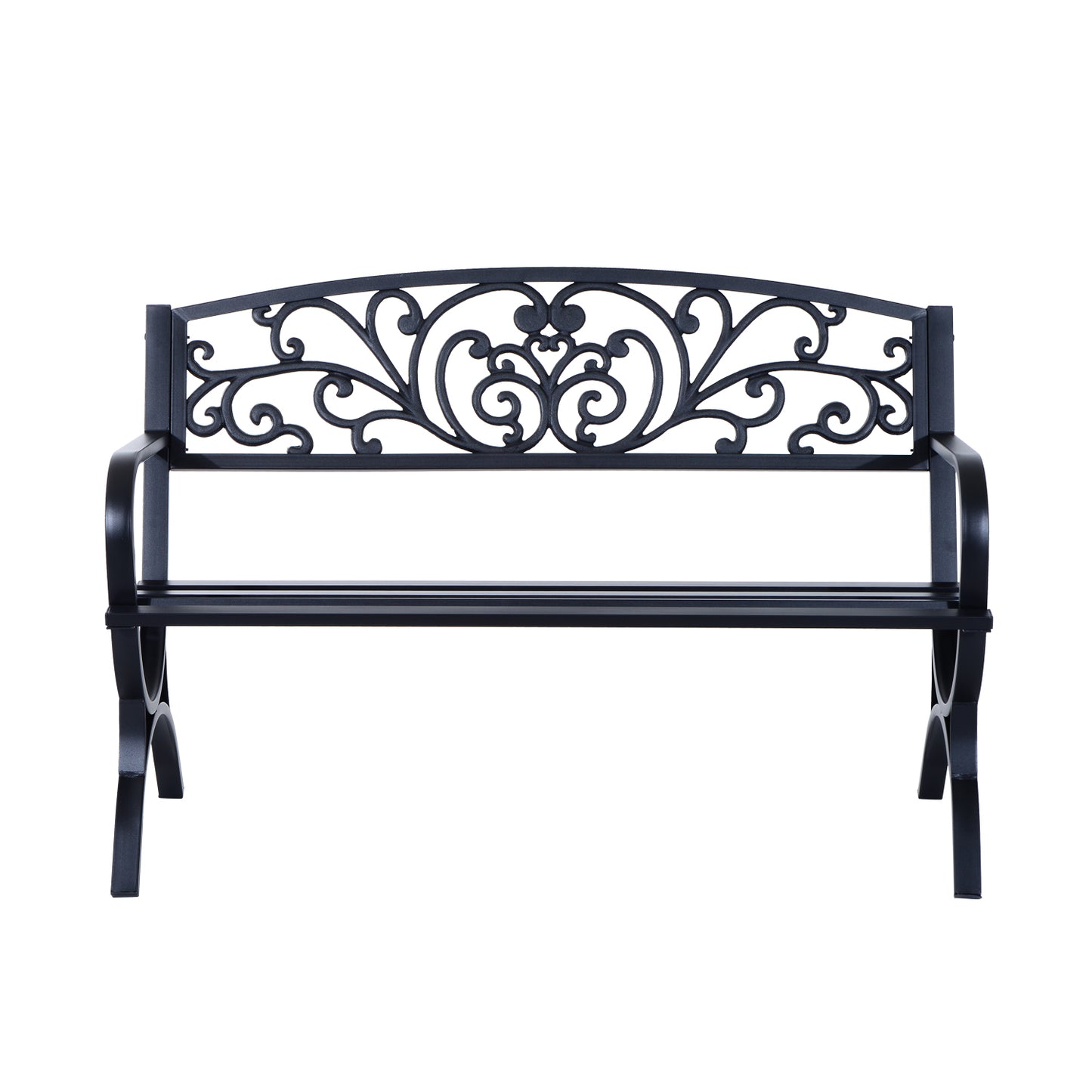Yota Nile 127cm Steel Black Powder Coated Garden Bench