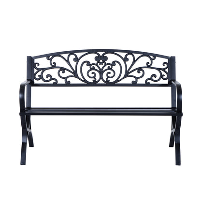 Yota Nile 127cm Steel Black Powder Coated Garden Bench