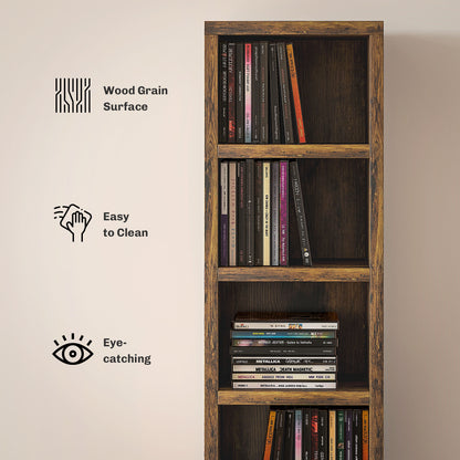 Nedito Wood Rustic Brown Tall Narrow Media Storage Tower With 204 Disc Capacity