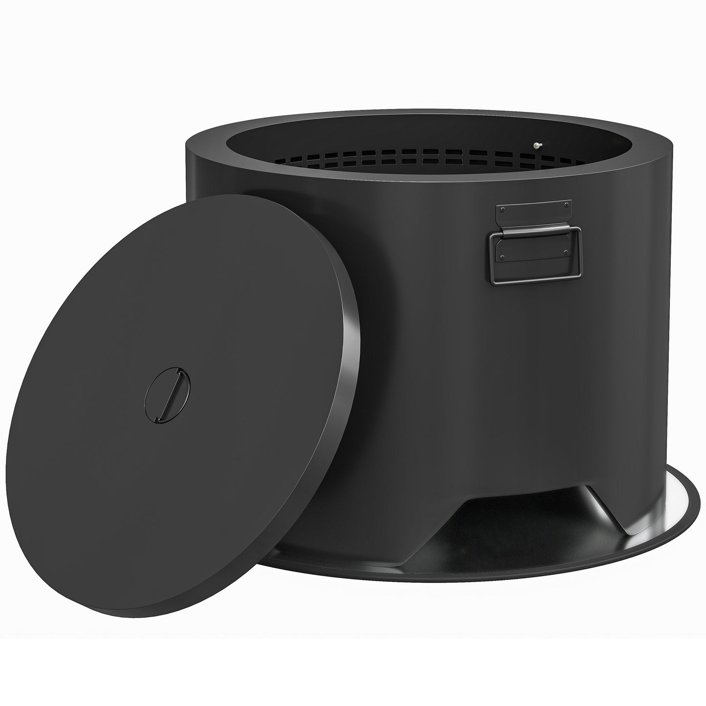Ralarari 60cm Steel Black Round Outdoor Garden Fire Pit With Lid