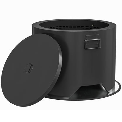 Ralarari 60cm Steel Black Round Outdoor Garden Fire Pit With Lid