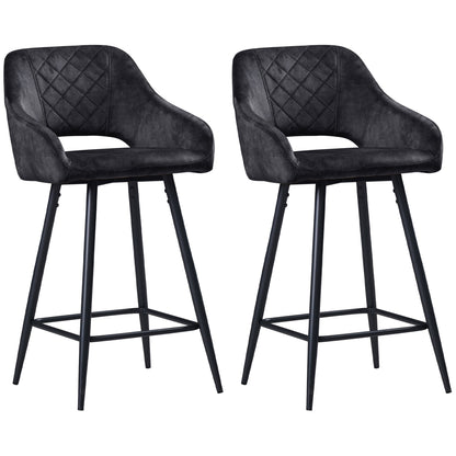 Hanirattu Velvet Dark Grey Bar Stools Set Of 2 With Soft Touch Upholstery And Footrests