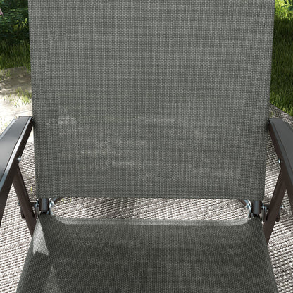 Rone Bari Set Of 2 Metal Dark Grey Folding Garden Chairs With Fabric Mesh Seats