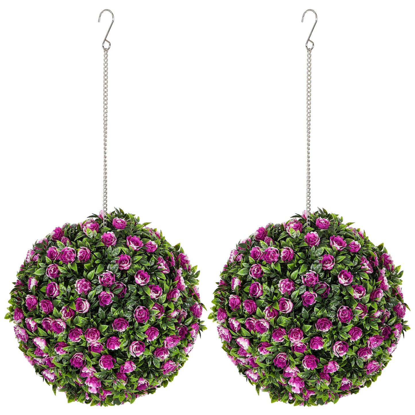 Liso Set Of 2 Artificial UV Resistant Rose Style Topiary Balls H8 28cm