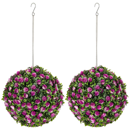 Liso Set Of 2 Artificial UV Resistant Rose Style Topiary Balls H8 28cm