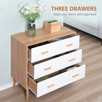 Elha Scandi White And Natural Wood 3 Drawer Storage Chest
