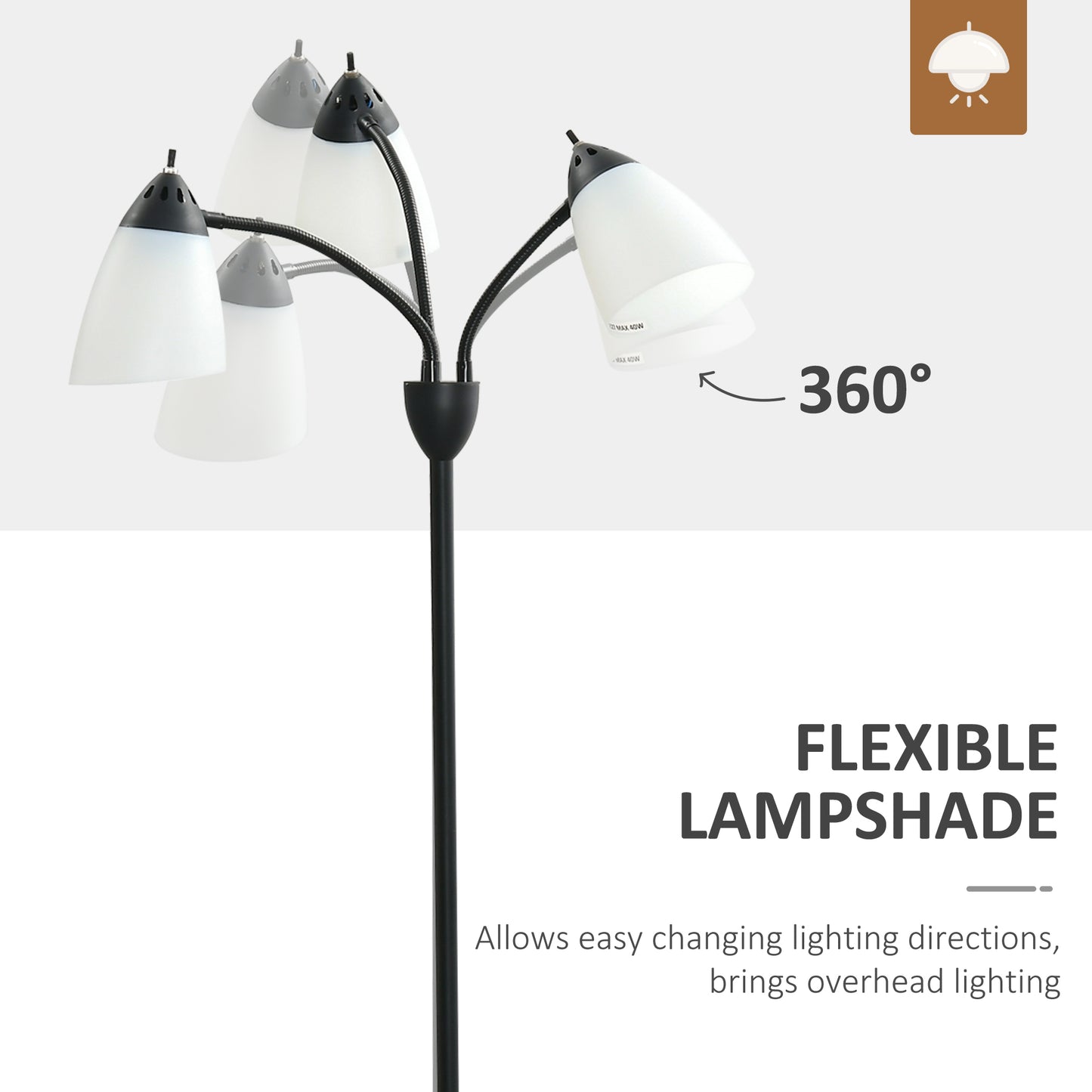 Diyoni Metal Black Arc Style Tree Floor Lamp With 3 Adjustable Rotating Lights 155 cm