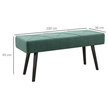 Mazuka Green  End Of Bed Bench With X Frame Black Metal Legs Geometric Pattern