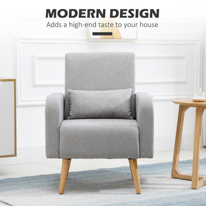 Ziha Niri Linen Effect Light Grey Accent Armchair With Cushion